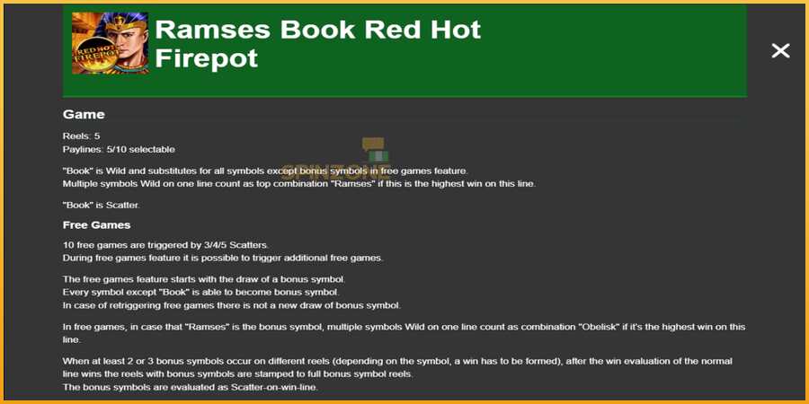 Ramses Book Red Hot Firepot màquina de joc per diners, imatge 1