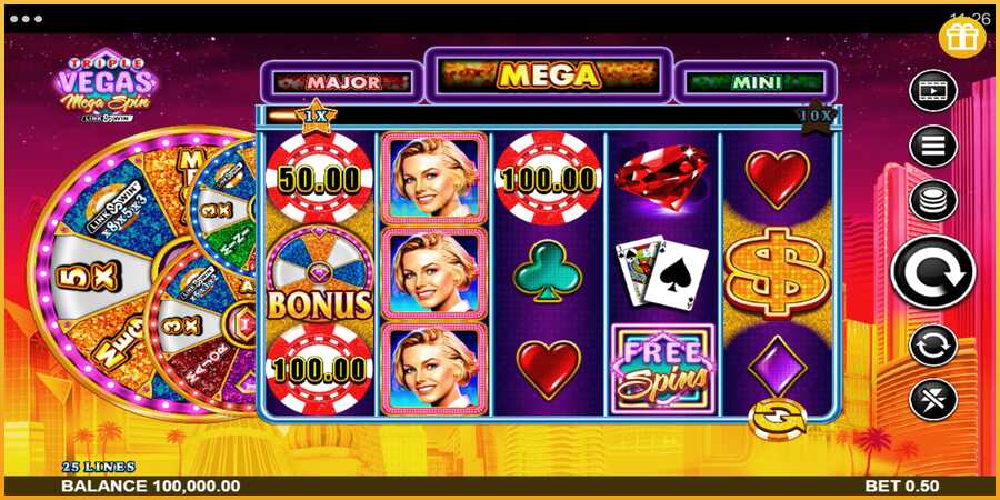 Triple Vegas Mega Spin màquina de joc per diners, imatge 1