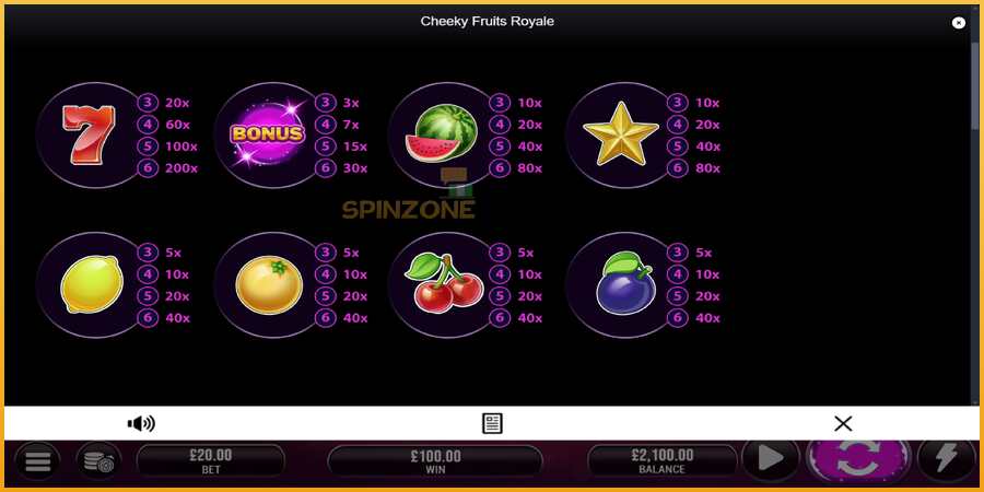 Cheeky Fruits 6 Royale màquina de joc per diners, imatge 5