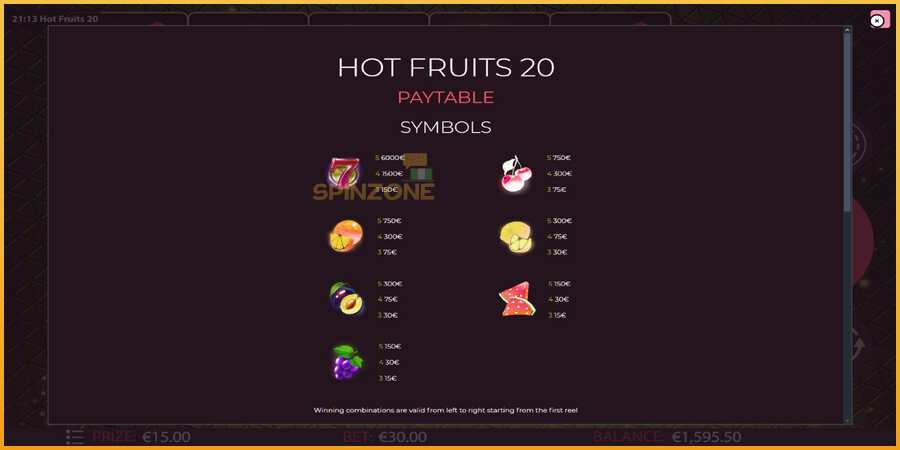 Hot Fruits 20 màquina de joc per diners, imatge 5