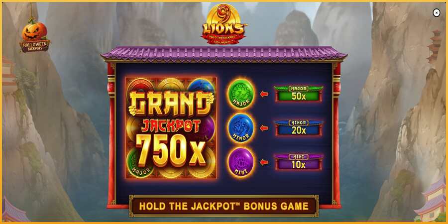 9 Lions Halloween Jackpots màquina de joc per diners, imatge 1