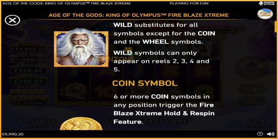 Age of the Gods: King of Olympus Fire Blaze Xtreme màquina de joc per diners, imatge 4