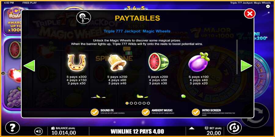 Triple 777 Jackpot Magic Wheels màquina de joc per diners, imatge 5