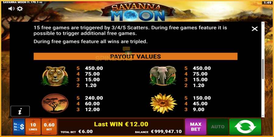 Savanna Moon màquina de joc per diners, imatge 6