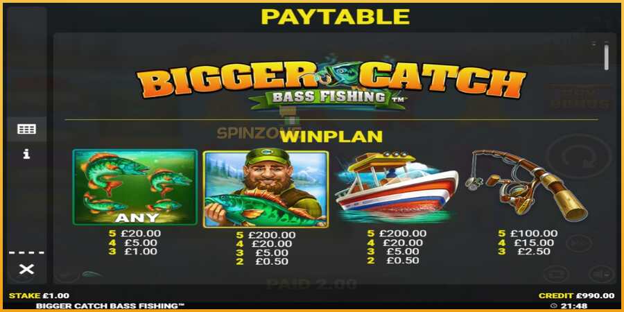 Bigger Catch Bass Fishing màquina de joc per diners, imatge 4