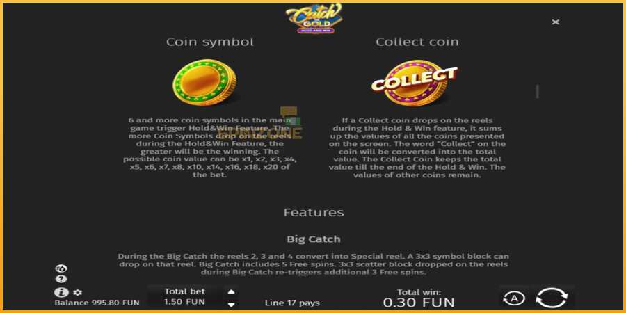 Catch The Gold Hold and Win màquina de joc per diners, imatge 5