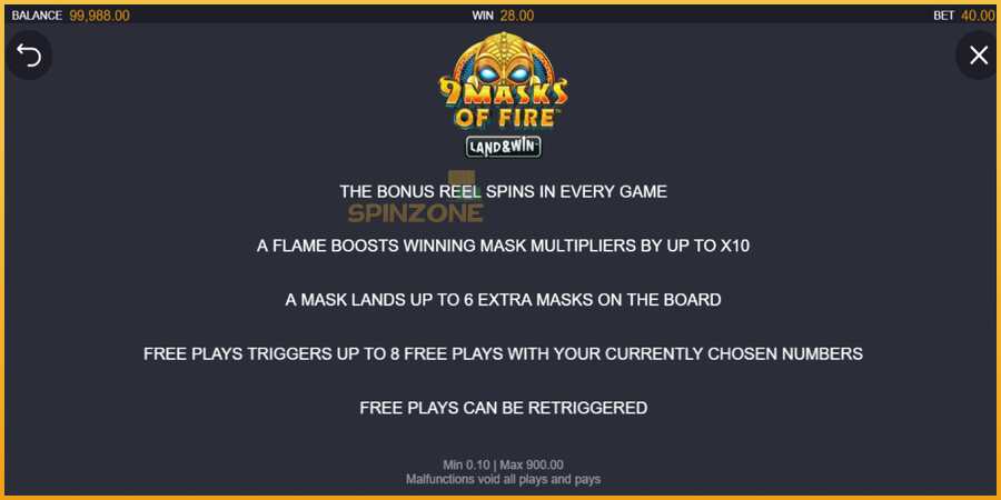 9 Masks of Fire Land & Win màquina de joc per diners, imatge 7