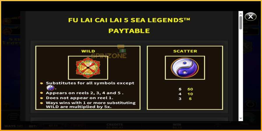 Fu Lai Cai Lai 5 Sea Legends màquina de joc per diners, imatge 5