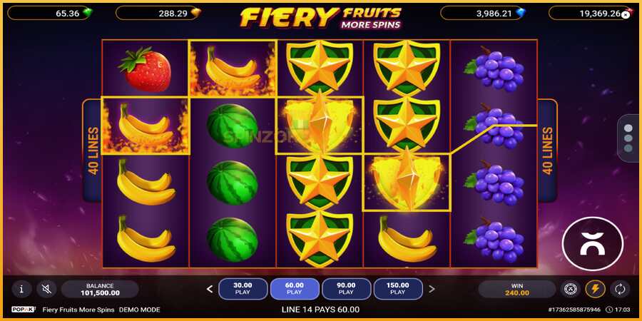 Fiery Fruits More Spins màquina de joc per diners, imatge 3