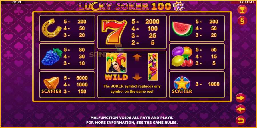 Lucky Joker 100 Extra Gifts màquina de joc per diners, imatge 5