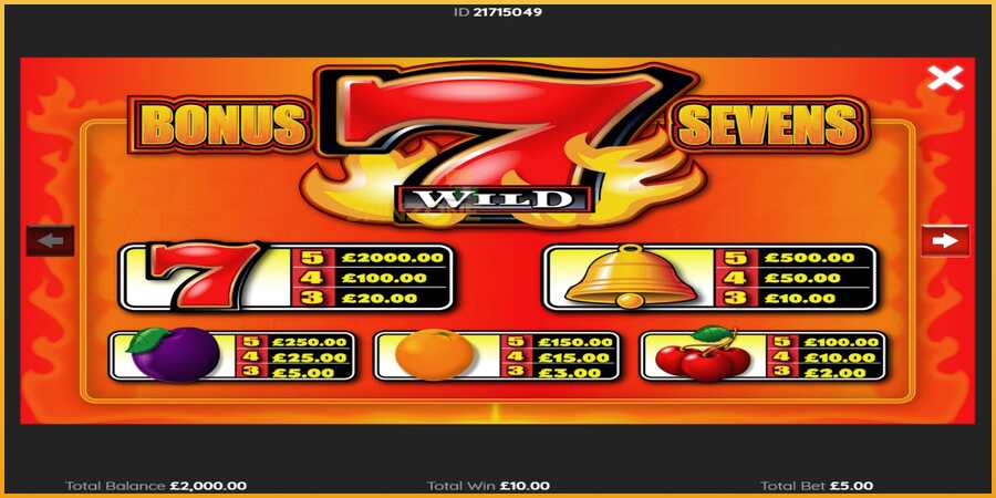 Bonus Sevens Wild màquina de joc per diners, imatge 3