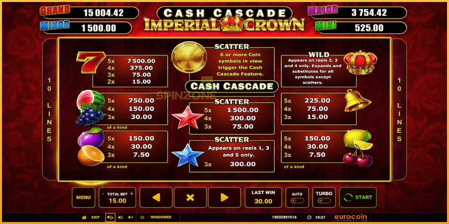 Cash Cascade Imperial Crown màquina de joc per diners, imatge 5