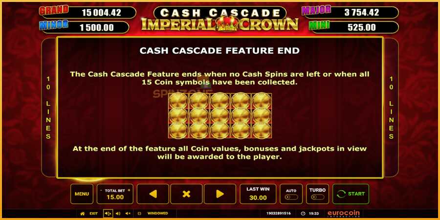 Cash Cascade Imperial Crown màquina de joc per diners, imatge 7