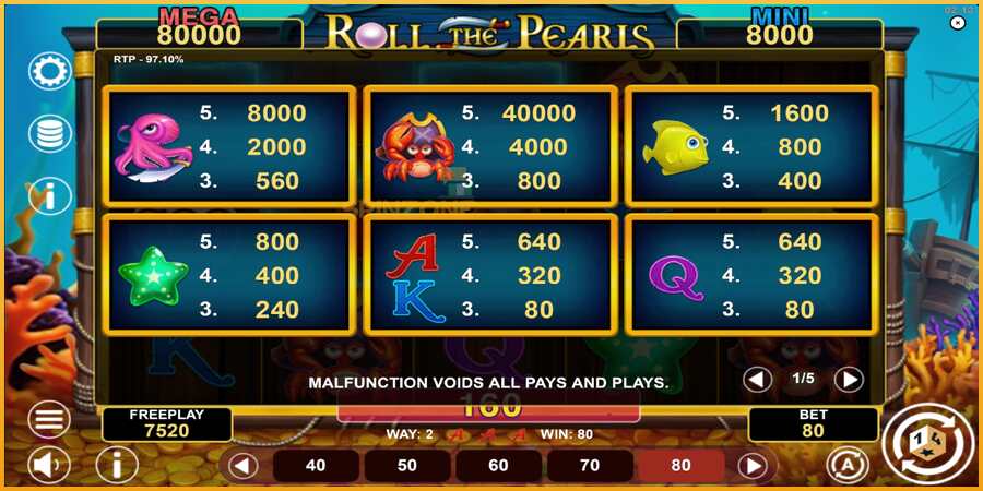 Roll The Pearls Hold & Win màquina de joc per diners, imatge 5