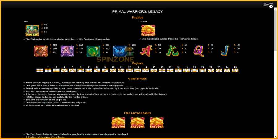 Primal Warriors: Legacy màquina de joc per diners, imatge 7