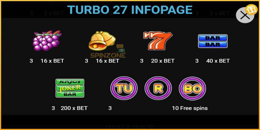 Turbo 27 màquina de joc per diners, imatge 3