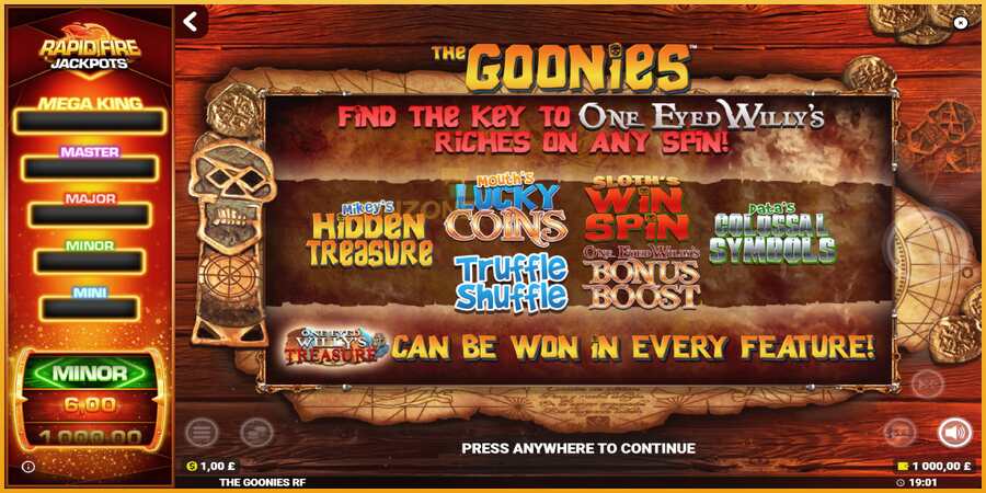 The Goonies Deluxe Rapid Fire Jackpots màquina de joc per diners, imatge 1