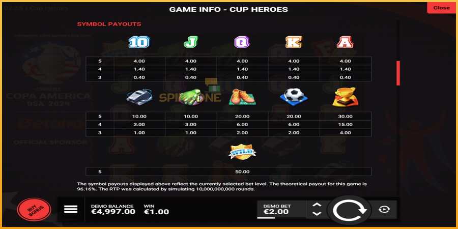 Cup Heroes màquina de joc per diners, imatge 5