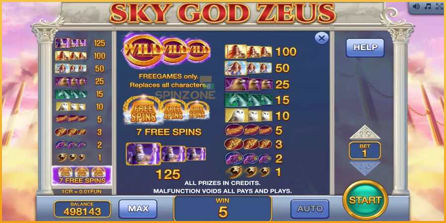 Sky God Zeus 3x3 màquina de joc per diners, imatge 7