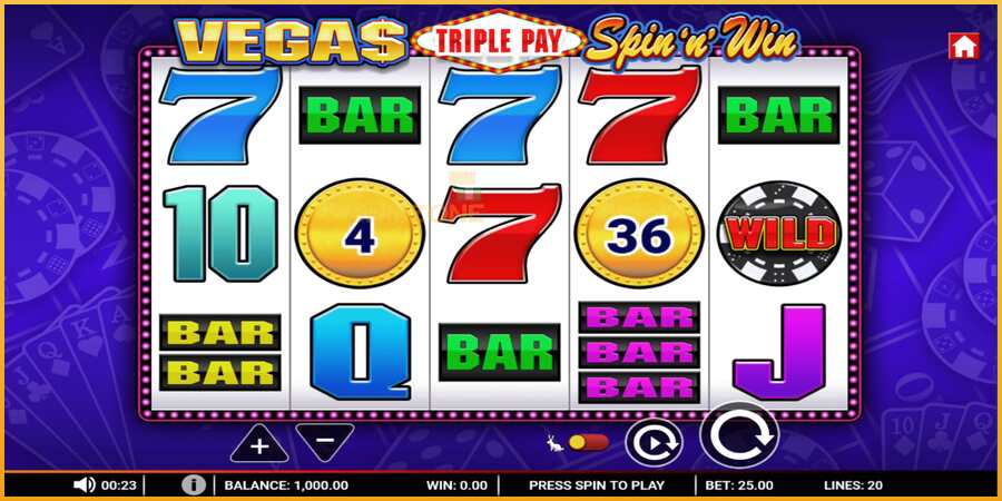 Vegas Triple Pay Spin n Win màquina de joc per diners, imatge 1