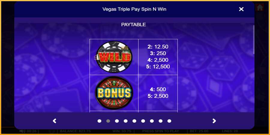 Vegas Triple Pay Spin n Win màquina de joc per diners, imatge 3