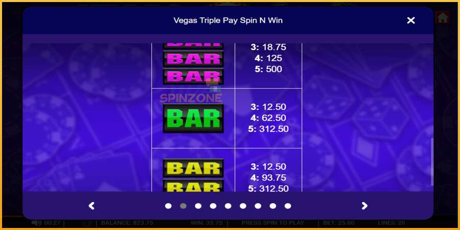 Vegas Triple Pay Spin n Win màquina de joc per diners, imatge 4