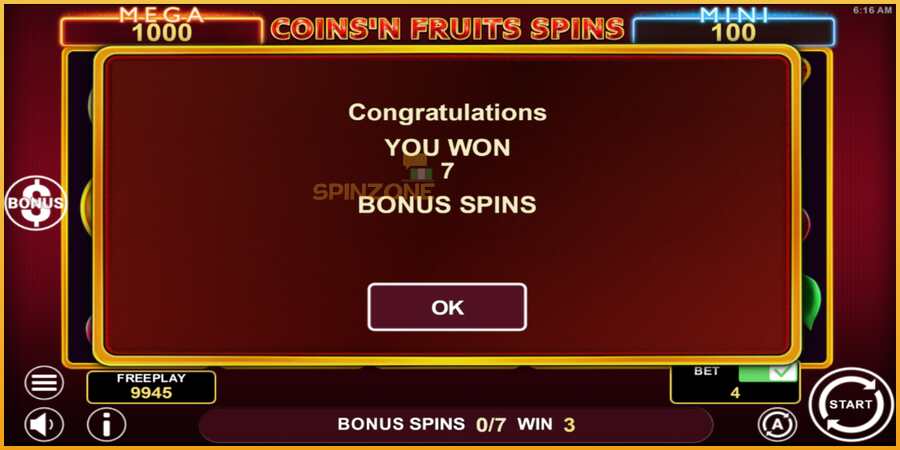 Coinsn Fruits Spins màquina de joc per diners, imatge 4