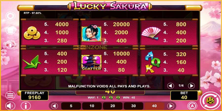 Lucky Sakura Win Spins màquina de joc per diners, imatge 5