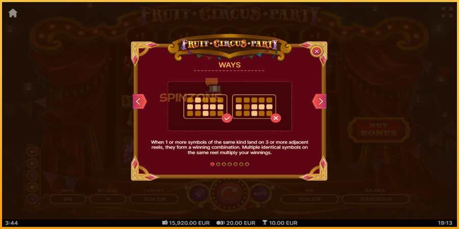 Fruit Circus Party màquina de joc per diners, imatge 5