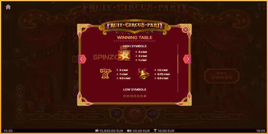 Fruit Circus Party màquina de joc per diners, imatge 7