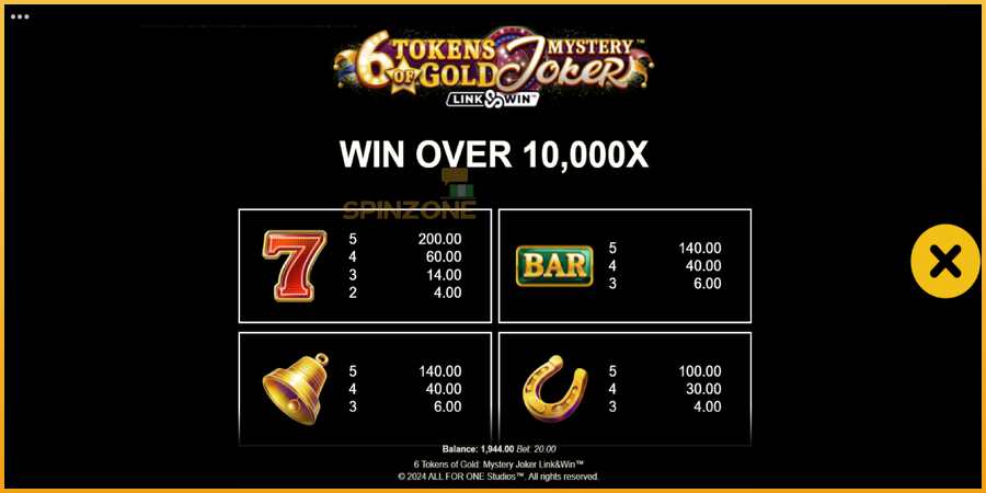 6 Tokens of Gold: Mystery Joker Link & Win màquina de joc per diners, imatge 5