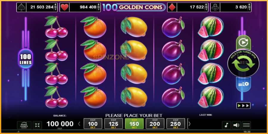 100 Golden Coins màquina de joc per diners, imatge 1