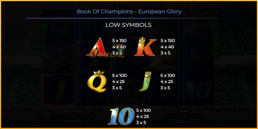 Book of Champions - European Glory màquina de joc per diners, imatge 6