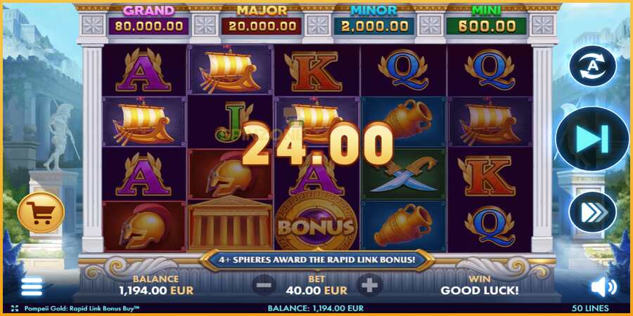 Pompeii Gold Rapid Link Bonus Buy màquina de joc per diners, imatge 3