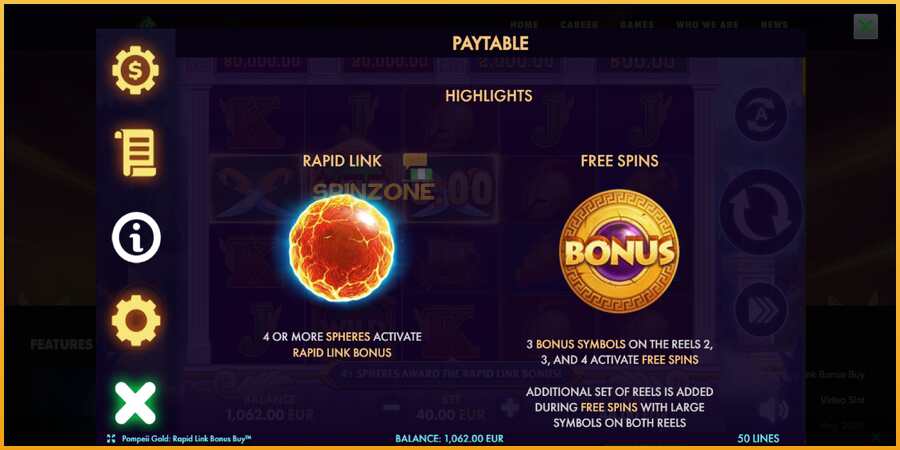 Pompeii Gold Rapid Link Bonus Buy màquina de joc per diners, imatge 5