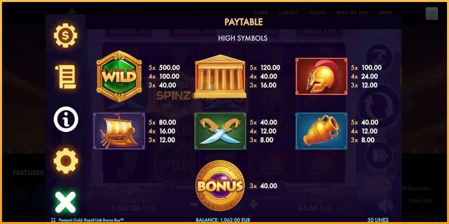 Pompeii Gold Rapid Link Bonus Buy màquina de joc per diners, imatge 6