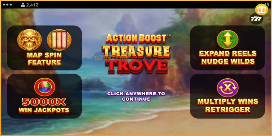 Action Boost Treasure Trove màquina de joc per diners, imatge 1