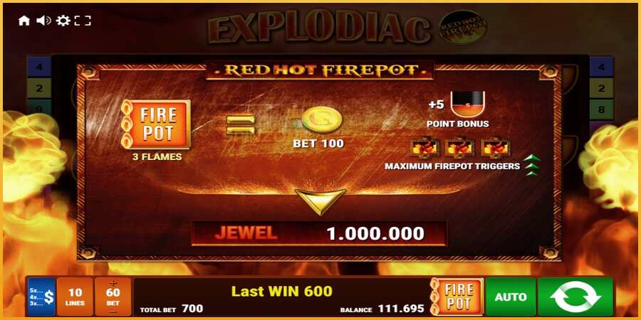 Explodiac Red Hot Firepot màquina de joc per diners, imatge 6