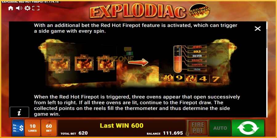 Explodiac Red Hot Firepot màquina de joc per diners, imatge 7