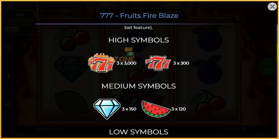 777 - Fruits Fire Blaze màquina de joc per diners, imatge 6