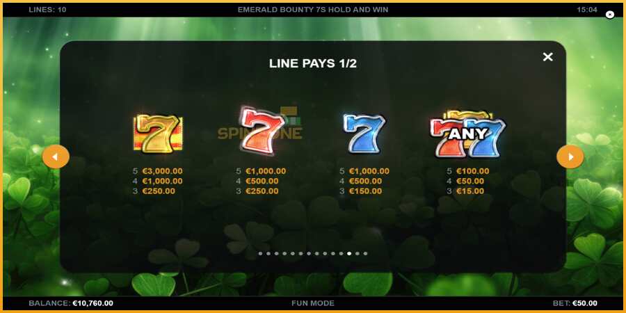 Emerald Bounty 7s Hold and Win màquina de joc per diners, imatge 5