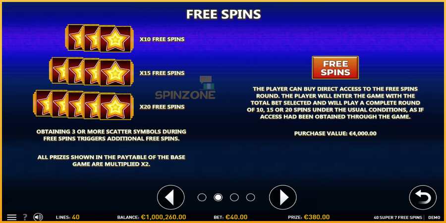 40 Super 7 Free Spins màquina de joc per diners, imatge 6