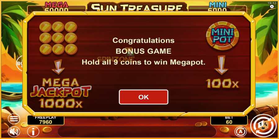 Sun Treasure Hold & Win màquina de joc per diners, imatge 4