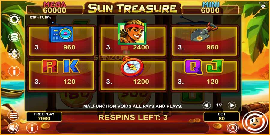 Sun Treasure Hold & Win màquina de joc per diners, imatge 5