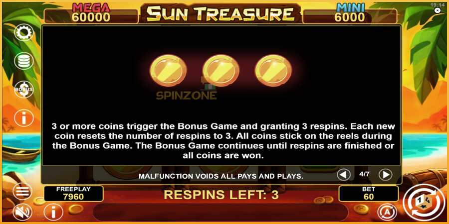 Sun Treasure Hold & Win màquina de joc per diners, imatge 7