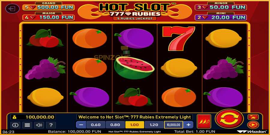 Hot Slot 777 Rubies Extremely Light màquina de joc per diners, imatge 2