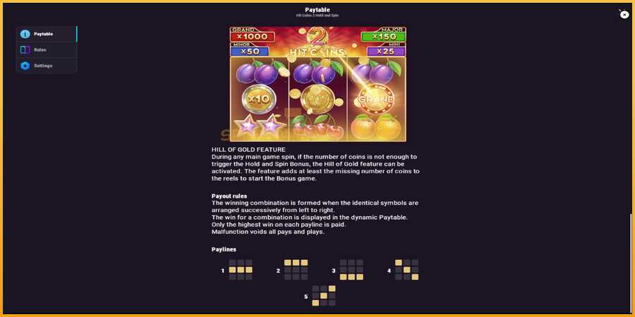 Hit Coins 2 Hold and Spin màquina de joc per diners, imatge 7