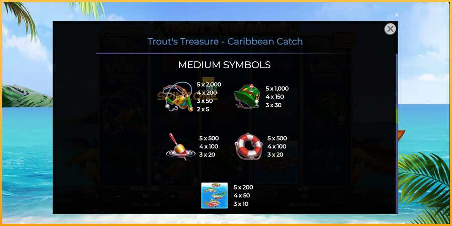 Trouts Treasure Caribbean Catch màquina de joc per diners, imatge 6