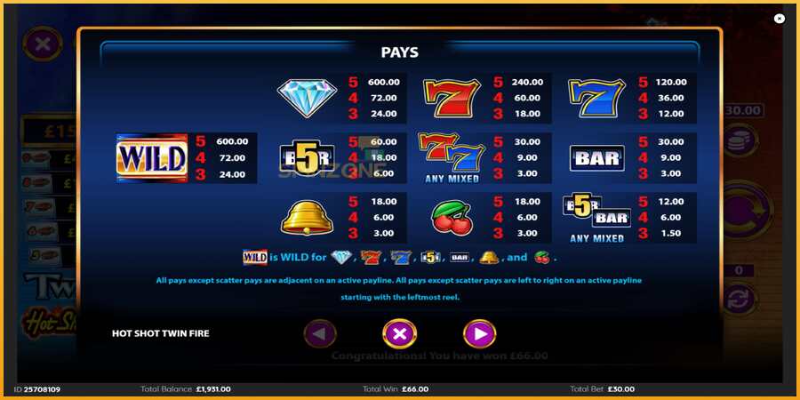 HotShot TwinFire màquina de joc per diners, imatge 5