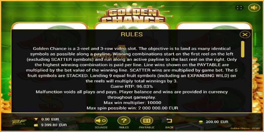 Golden Chance màquina de joc per diners, imatge 5